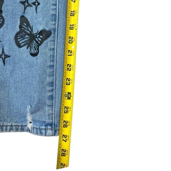 Shein Jeans Women's 4 Blue Light Wash High Rise Wide Leg Jeans Butterfly - Picture 5 of 7